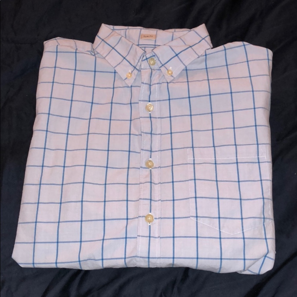 Blue checkered collared shirt